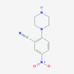 molecular formula C11H12N4O2 B8773563 5-Nitro-2-(piperazin-1-yl)benzonitrile CAS No. 288251-86-5