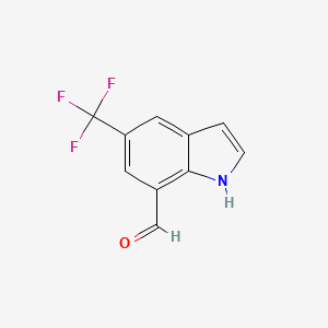 molecular formula C10H6F3NO B8773588 5-(trifluoromethyl)-1H-indole-7-carbaldehyde 