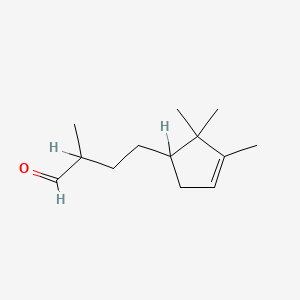 molecular formula C13H22O B8773893 alpha,2,2,3-Tetramethylcyclopent-3-ene-1-butyraldehyde CAS No. 65114-03-6
