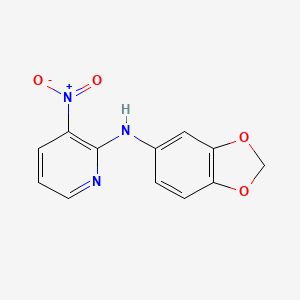 molecular formula C12H9N3O4 B8774029 2-Pyridinamine, N-1,3-benzodioxol-5-yl-3-nitro- CAS No. 61963-61-9