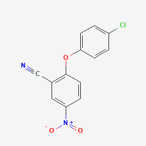molecular formula C13H7ClN2O3 B8774167 Benzonitrile, 2-(4-chlorophenoxy)-5-nitro- CAS No. 78940-65-5