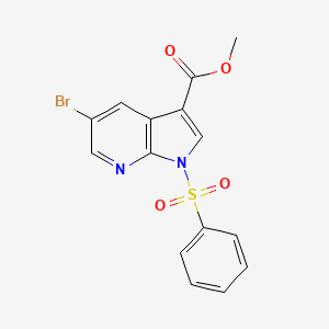 molecular formula C15H11BrN2O4S B8774198 1H-Pyrrolo[2,3-b]pyridine-3-carboxylic acid, 5-bromo-1-(phenylsulfonyl)-, methyl ester 