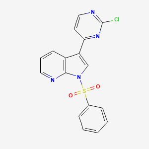 molecular formula C17H11ClN4O2S B8774635 3-(2-chloropyrimidin-4-yl)-1-(phenylsulfonyl)-1H-pyrrolo[2,3-b]pyridine 