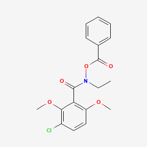 molecular formula C18H18ClNO5 B8774726 Benzohydroxamic acid, O-benzoyl-3-chloro-2,6-dimethoxy-N-ethyl- CAS No. 67011-39-6