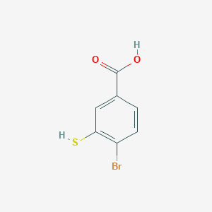 molecular formula C7H5BrO2S B8774971 4-Bromo-3-mercaptobenzoic acid 