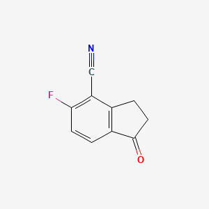 molecular formula C10H6FNO B8775382 5-fluoro-1-oxo-2,3-dihydro-1H-indene-4-carbonitrile 