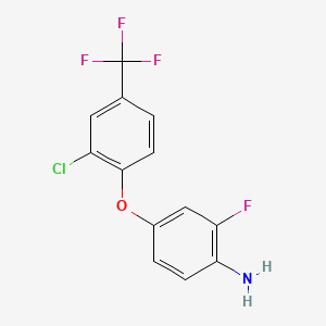 molecular formula C13H8ClF4NO B8775437 Benzenamine, 4-[2-chloro-4-(trifluoromethyl)phenoxy]-2-fluoro- CAS No. 101463-63-2