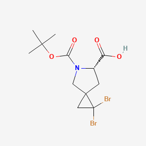 molecular formula C12H17Br2NO4 B8775530 (6S)-1,1-dibromo-5-(tert-butoxycarbonyl)-5-azaspiro[2.4]heptane-6-carboxylic acid 