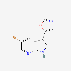 molecular formula C10H6BrN3O B8775900 1H-Pyrrolo[2,3-b]pyridine, 5-bromo-3-(5-oxazolyl)- 