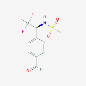 molecular formula C10H10F3NO3S B8776117 (S)-N-(2,2,2-Trifluoro-1-(4-formylphenyl)ethyl)methanesulfonamide 