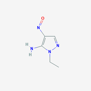 molecular formula C5H8N4O B8776487 1-ethyl-4-nitroso-1H-pyrazol-5-amine 