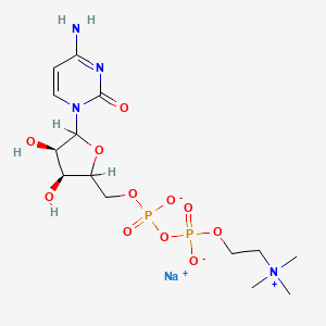 molecular formula C14H25N4NaO11P2 B8776953 Sodium;[[(3S,4R)-5-(4-amino-2-oxopyrimidin-1-yl)-3,4-dihydroxyoxolan-2-yl]methoxy-oxidophosphoryl] 2-(trimethylazaniumyl)ethyl phosphate 