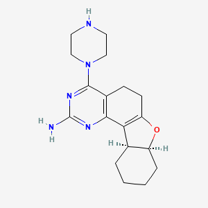 molecular formula C18H25N5O B8777078 (-)-(7aS*,11aS*)-4-piperazin-1-yl-5,6,7a,8,9,10,11,11a-octahydro[1]benzofuro[2,3-h]quinazolin-2-amine 