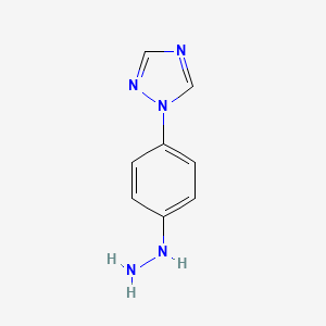 molecular formula C8H9N5 B8777229 4-(1,2,4-Triazol-1-yl)phenylhydrazine 