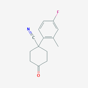 molecular formula C14H14FNO B8777369 1-(4-Fluoro-2-methylphenyl)-4-oxocyclohexanecarbonitrile CAS No. 80139-23-7