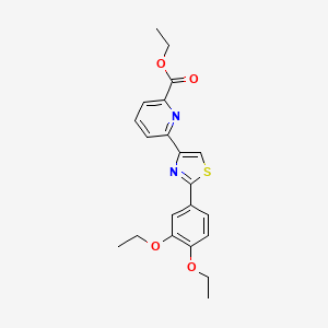 molecular formula C21H22N2O4S B8777473 Ethyl 6-(2-(3,4-diethoxyphenyl)thiazol-4-yl)picolinate CAS No. 145739-58-8