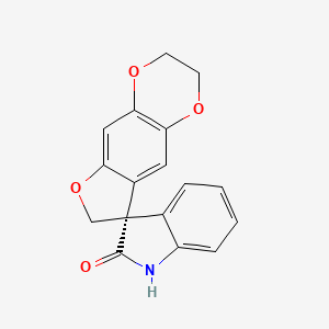 molecular formula C17H13NO4 B8777530 Spiro[furo[2,3-g]-1,4-benzodioxin-8(7H),3'-[3H]indol]-2'(1'H)-one, 2,3-dihydro-, (3'S)- 