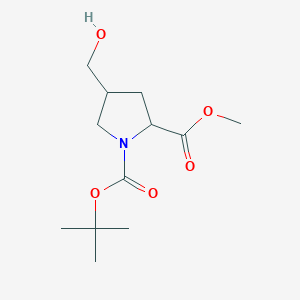 molecular formula C12H21NO5 B8777543 1-(tert-Butyl) 2-methyl 4-(hydroxymethyl)pyrrolidine-1,2-dicarboxylate 