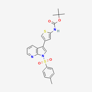 B8777963 Carbamic acid, [4-[1-[(4-methylphenyl)sulfonyl]-1H-pyrrolo[2,3-b]pyridin-3-yl]-2-thienyl]-, 1,1-dimethylethyl ester (9CI) CAS No. 868387-46-6