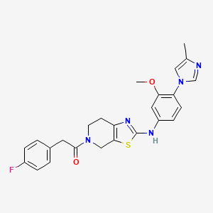 2-(4-Fluorophenyl)-1-(2-((3-methoxy-4-(4-methyl-1H-imidazol-1-yl)phenyl)amino)-6,7-dihydrothiazolo[5,4-c]pyridin-5(4H)-yl)ethanone