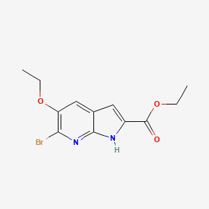 molecular formula C12H13BrN2O3 B8778095 6-bromo-5-ethoxy-1H-pyrrolo[2,3-b]pyridine-2-carboxylic acid ethyl ester 