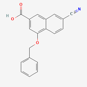 molecular formula C19H13NO3 B8778765 2-Naphthalenecarboxylic acid, 7-cyano-4-(phenylmethoxy)- 