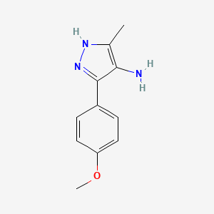 molecular formula C11H13N3O B8778883 5-(4-Methoxyphenyl)-3-methyl-1H-pyrazol-4-ylamine CAS No. 645418-22-0