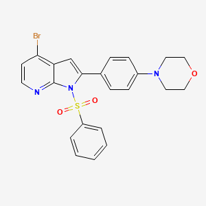 molecular formula C23H20BrN3O3S B8778964 1H-Pyrrolo[2,3-b]pyridine, 4-bromo-2-[4-(4-morpholinyl)phenyl]-1-(phenylsulfonyl)- 