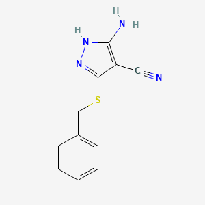 molecular formula C11H10N4S B8779005 1H-Pyrazole-4-carbonitrile, 3-amino-5-[(phenylmethyl)thio]- CAS No. 133863-83-9