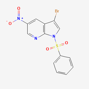 molecular formula C13H8BrN3O4S B8779216 3-Bromo-5-nitro-1-(phenylsulfonyl)-1H-pyrrolo[2,3-b]pyridine 