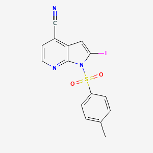 molecular formula C15H10IN3O2S B8779450 1H-Pyrrolo[2,3-b]pyridine-4-carbonitrile, 2-iodo-1-[(4-methylphenyl)sulfonyl]- 