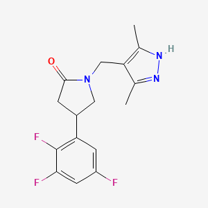 molecular formula C16H16F3N3O B8780534 1-((3,5-Dimethyl-1H-pyrazol-4-yl)methyl)-4-(2,3,5-trifluorophenyl)pyrrolidin-2-one 