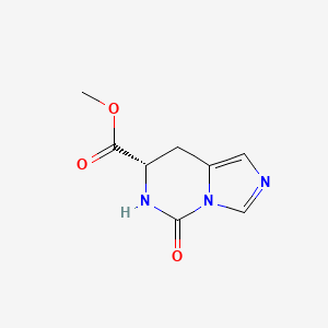 molecular formula C8H9N3O3 B8780748 (+)-(S)-5,6,7,8-Tetrahydro-7-(methoxycarbonyl)-5-oxoimidazo[1,5-c]pyrimidine 