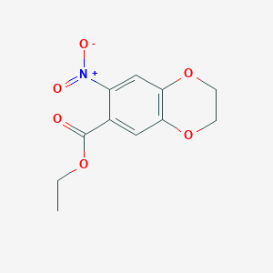 molecular formula C11H11NO6 B8781196 Ethyl 7-nitro-2,3-dihydrobenzo[b][1,4]dioxine-6-carboxylate 