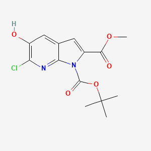 molecular formula C14H15ClN2O5 B8781474 1H-Pyrrolo[2,3-b]pyridine-1,2-dicarboxylic acid, 6-chloro-5-hydroxy-, 1-(1,1-dimethylethyl) 2-methyl ester 