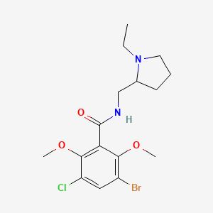 molecular formula C16H22BrClN2O3 B8781755 2-((3-Bromo-5-chloro-2,6-dimethoxybenzamido)methyl)-1-ethylpyrrolidine CAS No. 82935-27-1