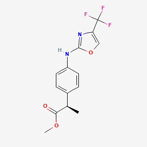 molecular formula C14H13F3N2O3 B8781821 (R)-Methyl 2-(4-((4-(trifluoromethyl)oxazol-2-yl)amino)phenyl)propanoate 