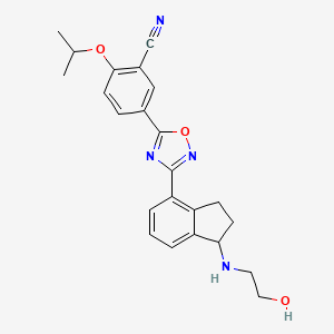 molecular formula C23H24N4O3 B8781911 5-[3-[(1S)-1-(2-hydroxyethylamino)-2,3-dihydro-1H-inden-4-yl]-1,2,4-oxadiazol-5-yl]-2-propan-2-yloxybenzonitrile 