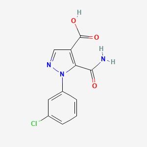 molecular formula C11H8ClN3O3 B8782062 1H-Pyrazole-4-carboxylic acid, 5-(aminocarbonyl)-1-(3-chlorophenyl)- CAS No. 103053-08-3
