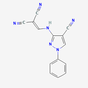 B8782310 Propanedinitrile, [[(4-cyano-1-phenyl-1H-pyrazol-3-yl)amino]methylene]- CAS No. 138942-60-6