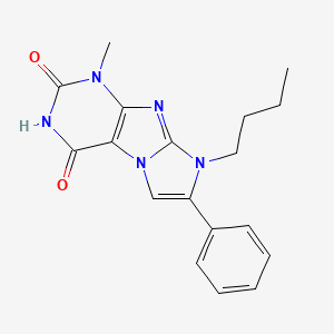 molecular formula C18H19N5O2 B8782389 8-Butyl-1-methyl-7-phenyl-1H-imidazo(2,1-f)purine-2,4(3H,8H)-dione CAS No. 85592-05-8