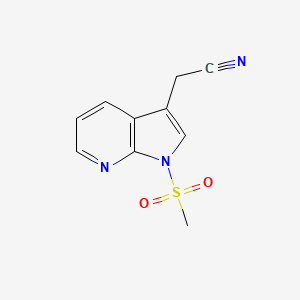 molecular formula C10H9N3O2S B8782449 1H-Pyrrolo[2,3-b]pyridine-3-acetonitrile, 1-(methylsulfonyl)- 