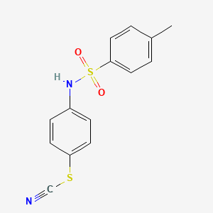 molecular formula C14H12N2O2S2 B8783025 4-{[(4-Methylphenyl)sulfonyl]amino}phenyl thiocyanate 