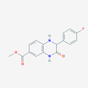 molecular formula C16H13FN2O3 B8783345 Methyl 2-(4-fluorophenyl)-3-oxo-1,2,3,4-tetrahydroquinoxaline-6-carboxylate 