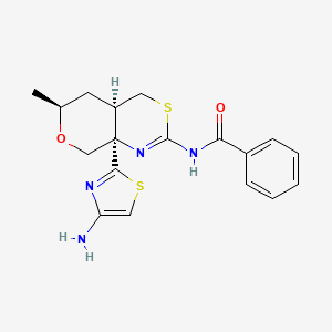 molecular formula C18H20N4O2S2 B8783695 N-((4aR,6S,8aR)-8a-(4-Aminothiazol-2-yl)-6-methyl-4,4a,5,6,8,8a-hexahydropyrano[3,4-d][1,3]thiazin-2-yl)benzamide 