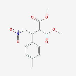 molecular formula C14H17NO6 B8784302 Propanedioic acid, [1-(4-methylphenyl)-2-nitroethyl]-, dimethyl ester CAS No. 100719-33-3