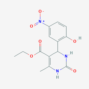 molecular formula C14H15N3O6 B8784675 Ethyl 1,2,3,4-tetrahydro-4-(2-hydroxy-5-nitrophenyl)-6-methyl-2-oxo-5-pyrimidine carboxylate 