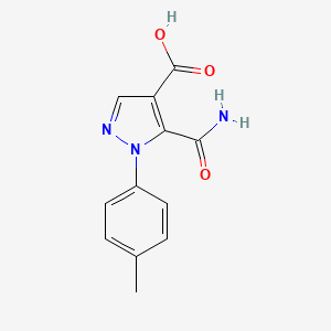 molecular formula C12H11N3O3 B8784736 1H-Pyrazole-4-carboxylic acid, 5-(aminocarbonyl)-1-(4-methylphenyl)- CAS No. 103053-15-2