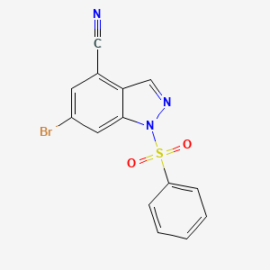 molecular formula C14H8BrN3O2S B8784739 6-Bromo-1-(phenylsulfonyl)-1H-indazole-4-carbonitrile 
