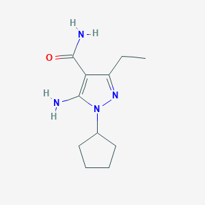 molecular formula C11H18N4O B8785683 5-amino-1-cyclopentyl-3-ethyl-1H-pyrazole-4-carboxamide 